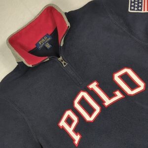 Polo Ralph Lauren Flag & Logo Fleece Quarter-Zip Pullover Kids Size XL (18-20)